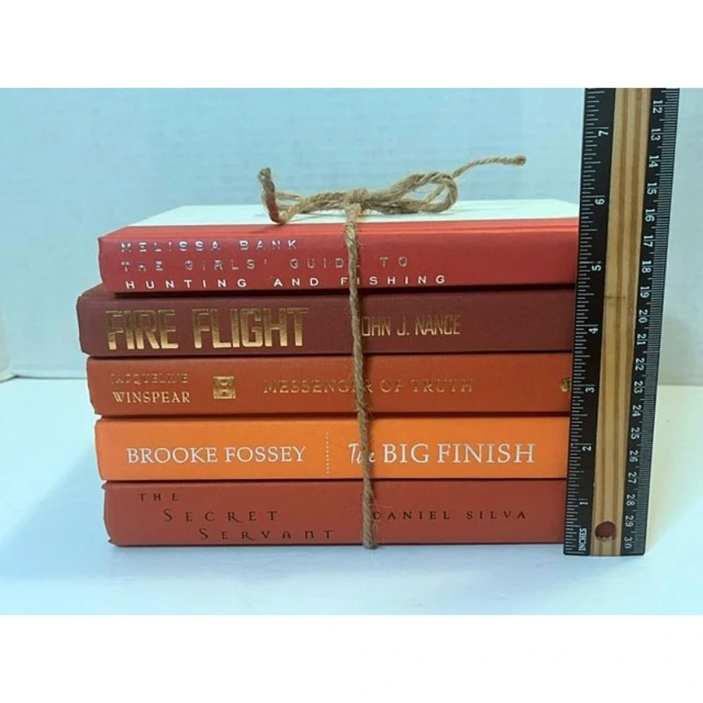 Orange Hardcover Books - Set of 5 - Decorating, Home Decor, Staging